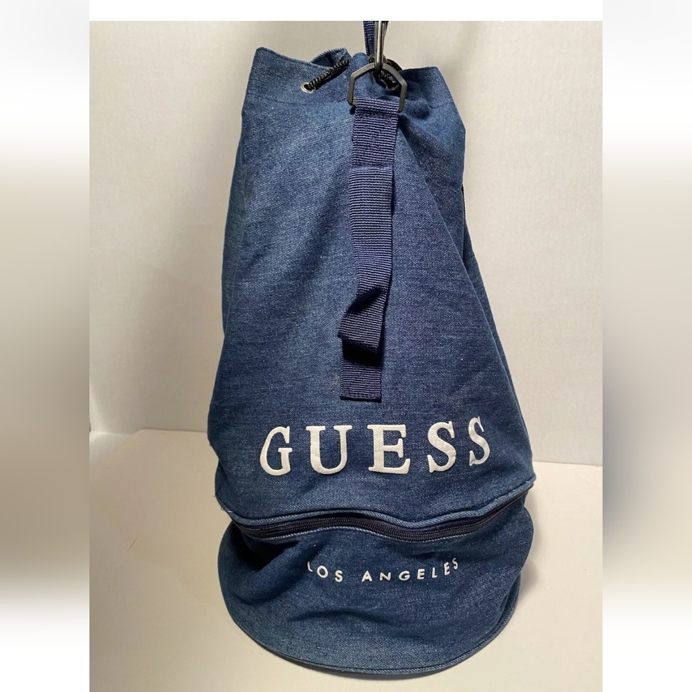 GUESS Los Angeles Blue Denim Duffle Bag Backpack NWT